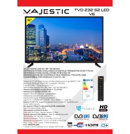 Majestic TVD 232 S2 LED V6 – TV 32" HD Ready con DVB-T2/S2, USB e Telecomando