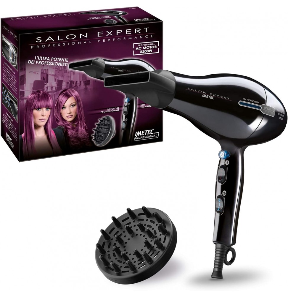 Imetec Salon Expert P2 2200W Asciugacapelli Professionale Ioni Ceramica Tormalina