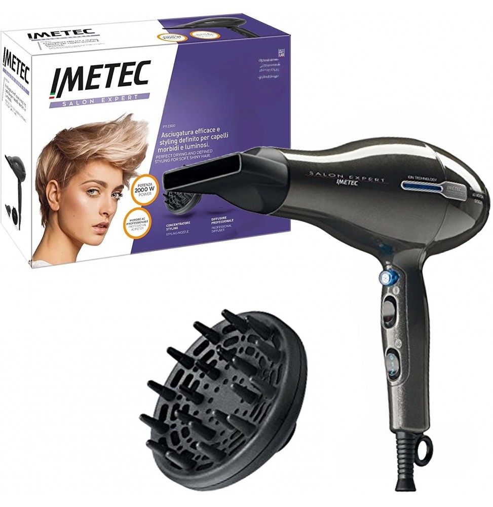 Imetec Salon Expert P2 2200 Asciugacapelli Professionale AC 2000W Ioni e Ceramica