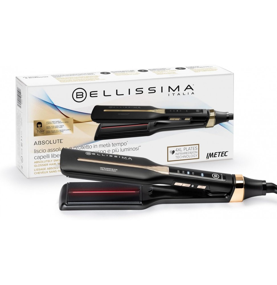 Imetec Bellissima Absolute Piastra per capelli professionale 4XL Infrarossi ceramica e cheratina