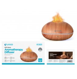 Unico Umidificatore Diffusore Aromi Flying Saucer Legno 200ml Fiamma USB-C LED
