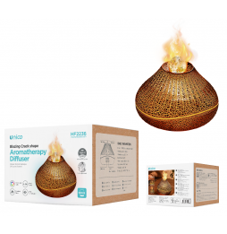 Unico Umidificatore Diffusore aromaterapia Flame Crack 160ml USB-c 7 colori