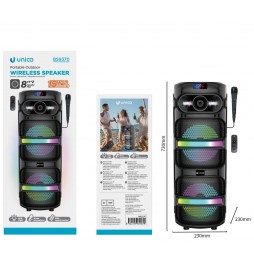 Unico BS9370 USB TF FM Cassa karaoke Bluetooth DJ Party Speaker 30W luci LED