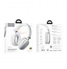 Hoco Cuffie Wireless W35 Argento Bluetooth 5.3 40 Ore Musica Pieghevoli