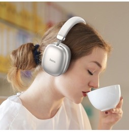 Hoco Cuffie Wireless W35 Argento Bluetooth 5.3 40 Ore Musica Pieghevoli