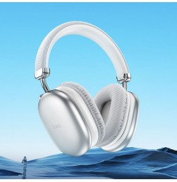 Hoco W35 Max Cuffie Wireless Bluetooth 5.3 Bassi Profondi SD AUX Pieghevoli Argento