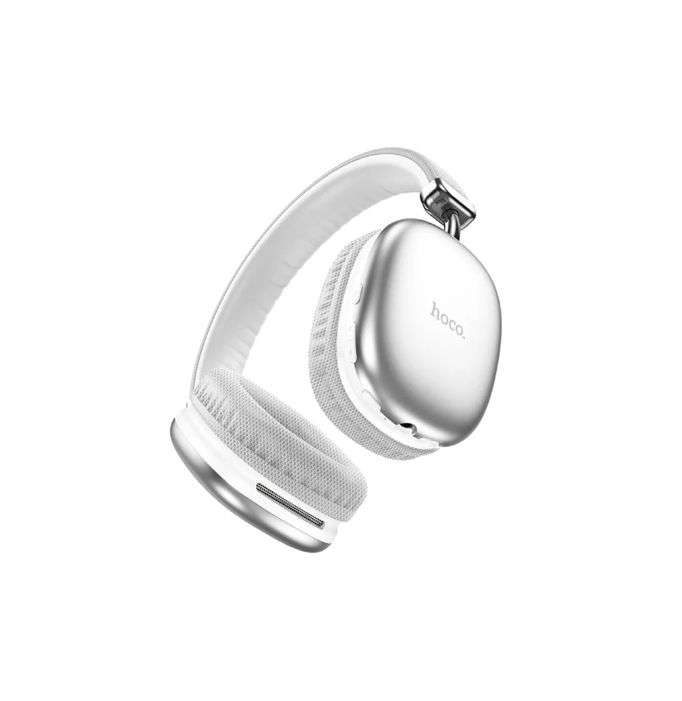 Hoco W35 Max Cuffie Wireless Bluetooth 5.3 Bassi Profondi SD AUX Pieghevoli Argento
