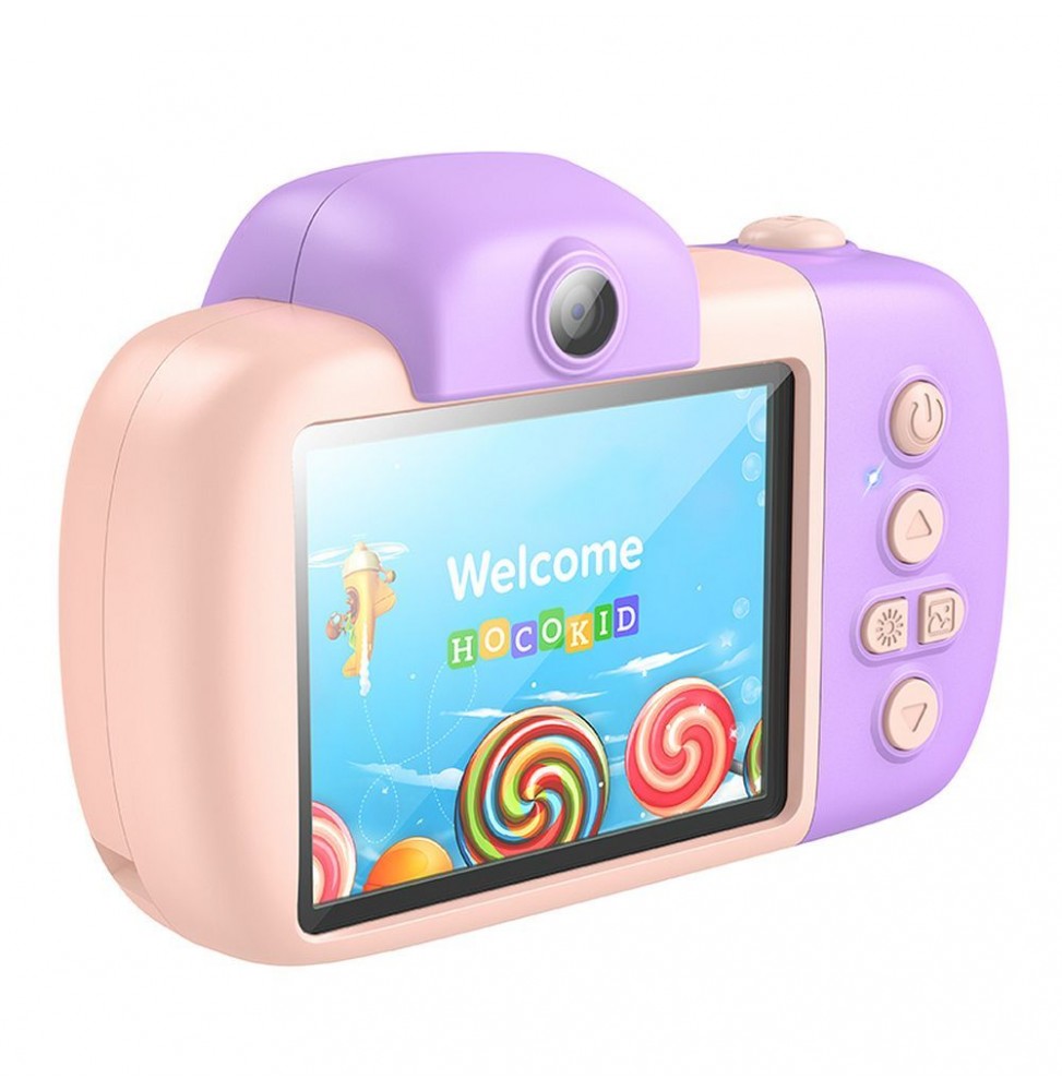 Hoco DV201 Fotocamera Bambini Rosa Full HD 32MP Display IPS 2.4 Pollici