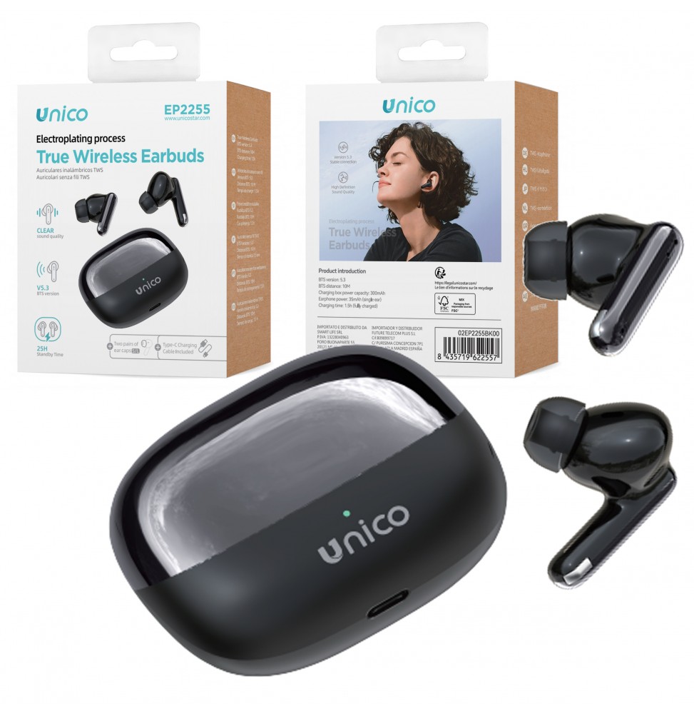 Unico EP2255 Cuffie Auricolari Wireless Bluetooth® 5.3 Sport Iphone Xiaomi Samsung