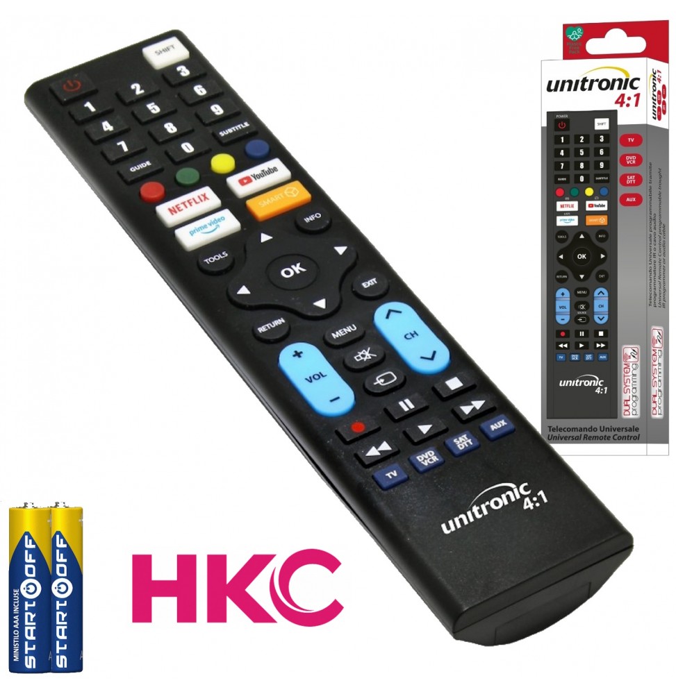 Telecomando HKC Universale PER TV Pronto All'uso Pile Incluse