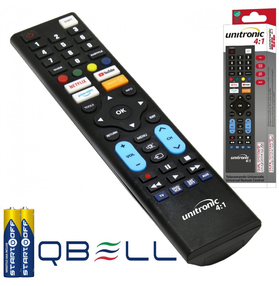 Telecomando QBELL Universale PER TV Pronto All'uso Pile Incluse