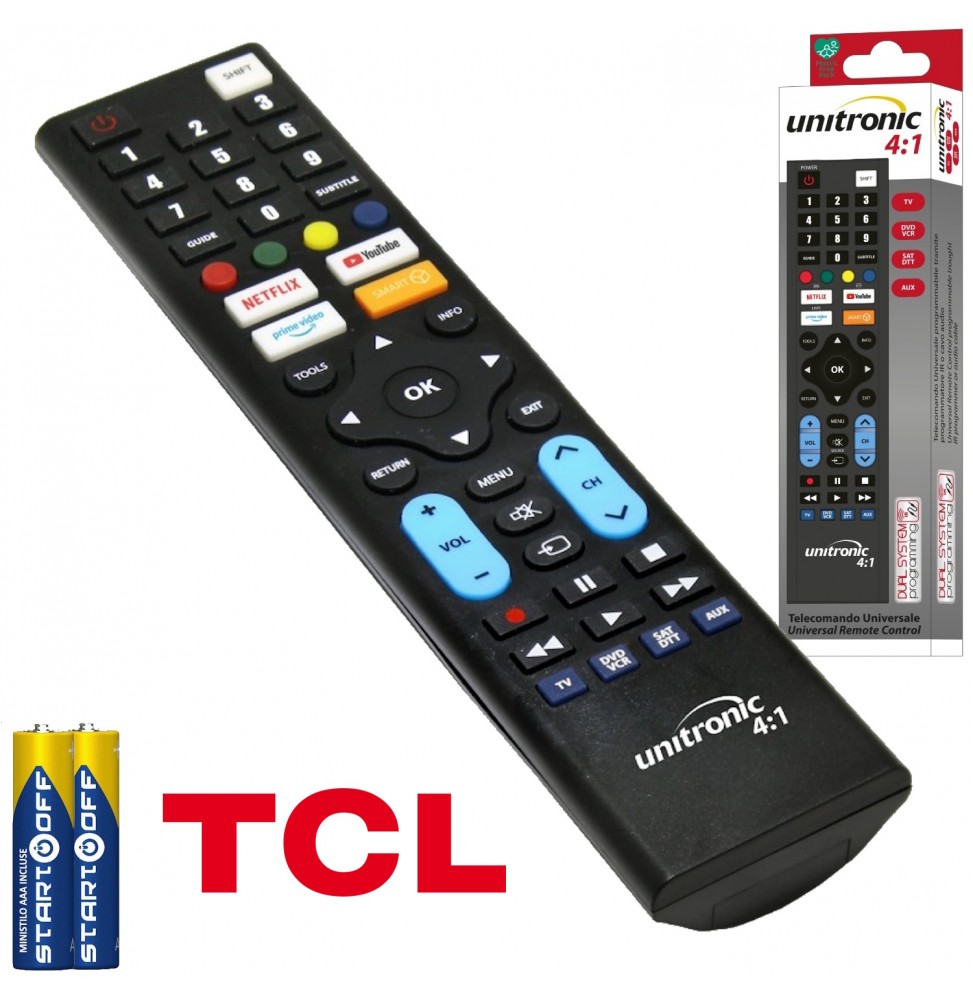 Telecomando TCL Universale PER TV Pronto All'uso Pile Incluse