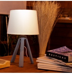 Aigostar Lampada Tavolo Abatjour E14 Paralume Tessuto H31cm Resina Bianco Grigio