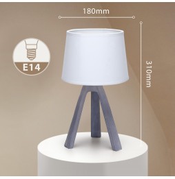 Aigostar Lampada Tavolo Abatjour E14 Paralume Tessuto H31cm Resina Bianco Grigio