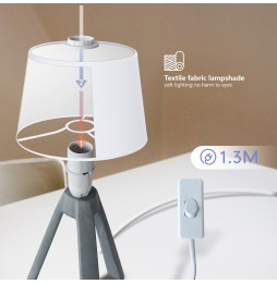 Aigostar Lampada Tavolo Abatjour E14 Paralume Tessuto H31cm Resina Bianco Grigio