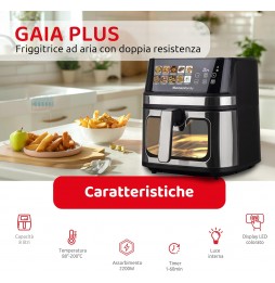Melchioni Friggitrice Aria Gaia Plus 8L Doppia Resistenza 2200W 10 Programmi