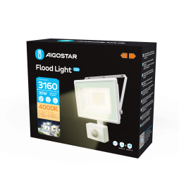 Aigostar Faretto LED 30W 2700lm 4000K Sensore Movimento IP65 Esterno