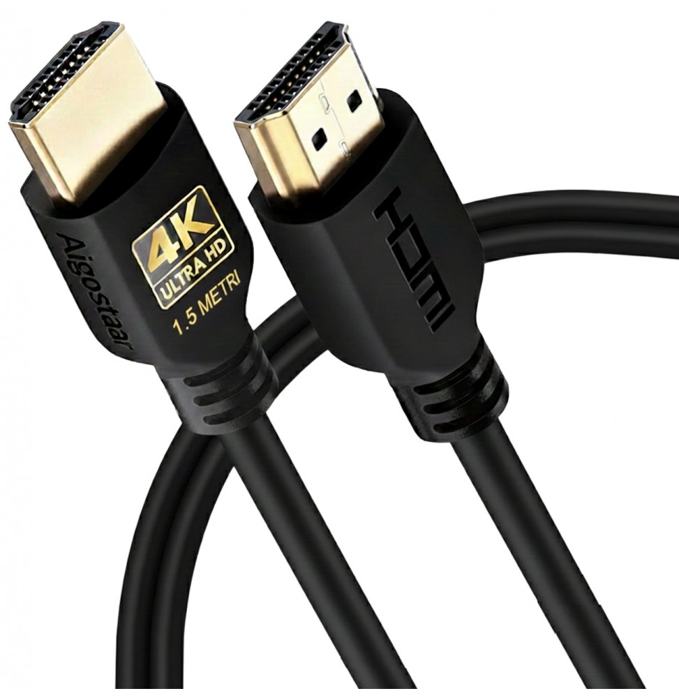 Aigostar Cavo HDMI 1.5m Nero Alta Definizione Trasmissione Audio Video