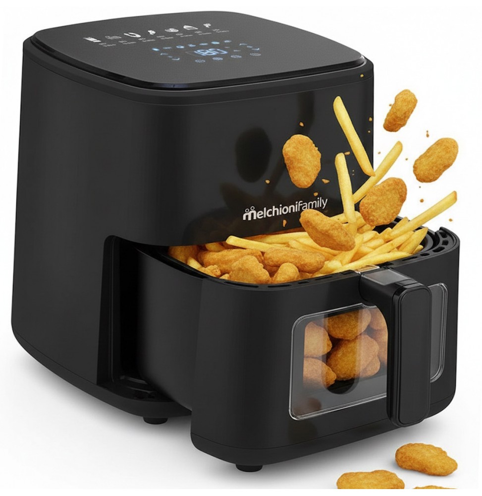 Melchioni Marianna New Friggitrice Ad Aria 5 Litri 1500W 7 in 1 Touch led interno