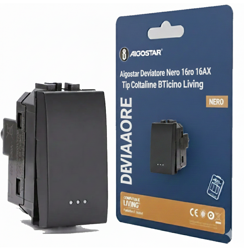 Aigostar Deviatore A 2 Vie Italiano 16A Compatibile BTicino Living