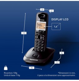 Panasonic KX-TG2511JT Telefono Cordless Vivavoce 14 Pollici 18 Ore