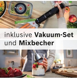 Bosch Frullatore Immersione ErgoMaster 1000W Sottovuoto Inox Nero MSM4B6V2