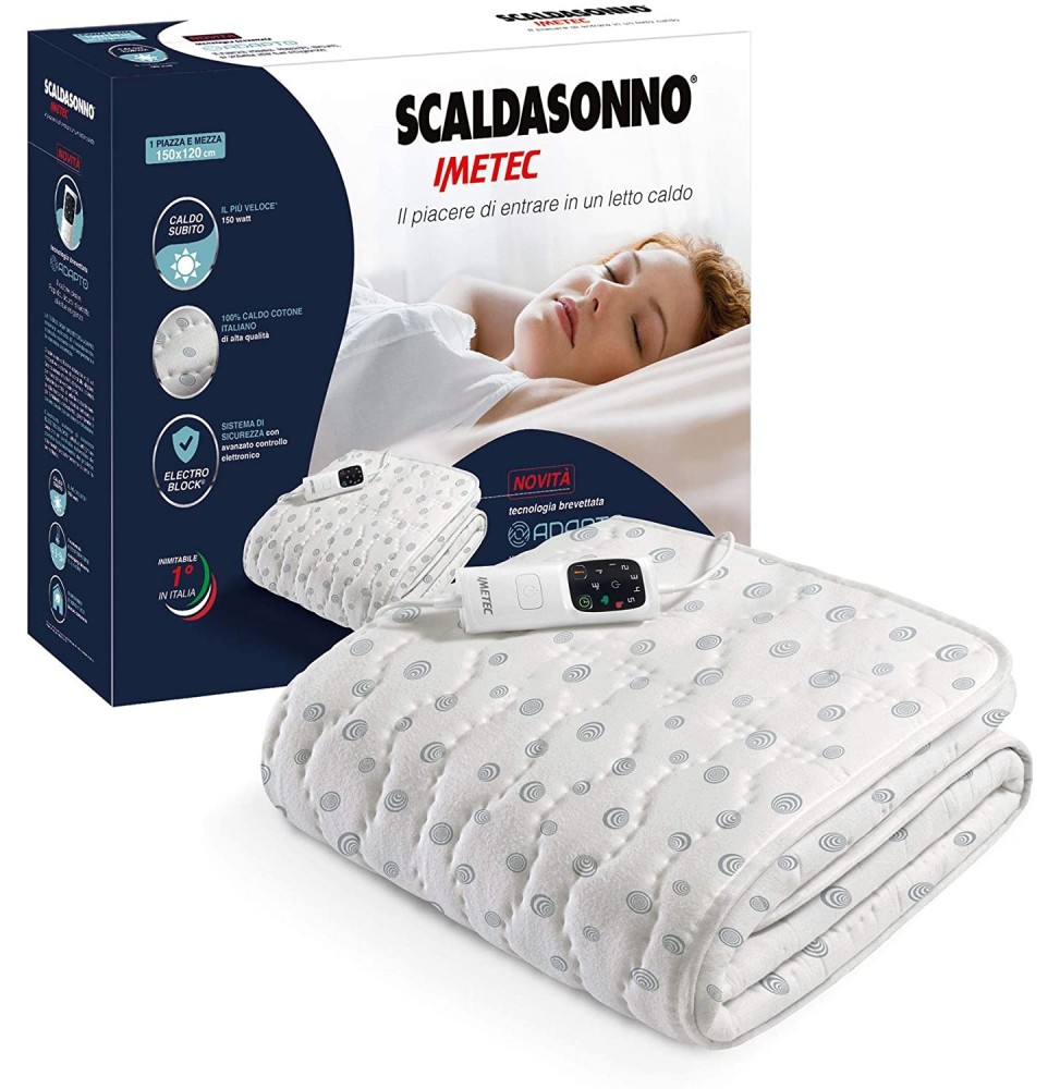 Scaldasonno Imetec 1 piazza e mezza Cotone 150x120 Lavabile Adapto PM 6T 16633