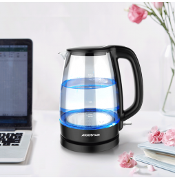 Aigostar Bollitore Elettrico in Vetro Borosilicato 1.7L 2200W Luce LED Blu