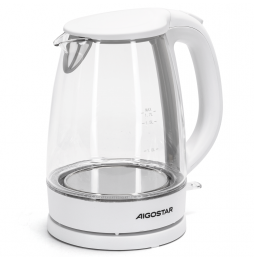 Aigostar Bollitore Elettrico in Vetro Borosilicato 1.7L 2200W Bianco Luce LED