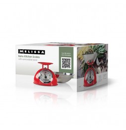 Melissa Bilancia da Cucina Retrò Analogica Metallo 5kg Ciotola Inox Rossa