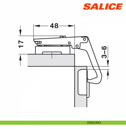 Salice Cerniera C2AYA99 Serie 200 Apertura 70° Per Mobili Angolari Foro 35mm