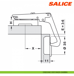 Salice Cerniera C2AYA99 Serie 200 Apertura 70° Per Mobili Angolari Foro 35mm