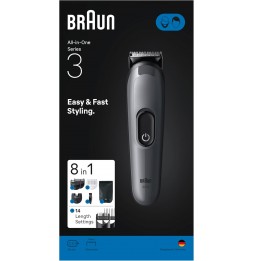 Braun AIO3540 Set Barba 8-in-1 Rifinitore Viso e Capelli Lama Ultra Affilata