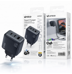 Unico Caricabatteria Rete 65W PD 3 Porte...