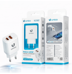 Unico Caricabatteria Rete 20W PD Fast Charger...