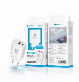 Unico Caricabatteria Rete 25W PD Fast Charger...