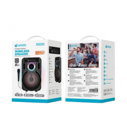 Unico BS9368 BT USB AX Trolley Bluetooth DJ Party Speaker 10W luci LED Microfono