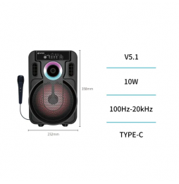 Unico BS9368 BT USB AX Trolley Bluetooth DJ Party Speaker 10W luci LED Microfono