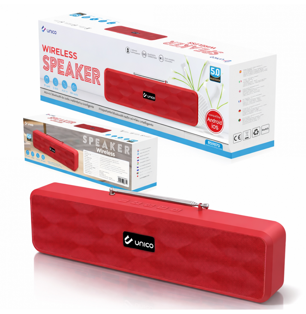 Unico BS9870 Radio FM Sistema Multimediale Bluetooth lettore SDcard 500 mAh