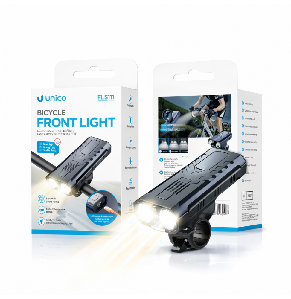 Unico Luce Bicicletta Monopattino Led Ricaricabile Con Powerbank Faro Fanale Usb
