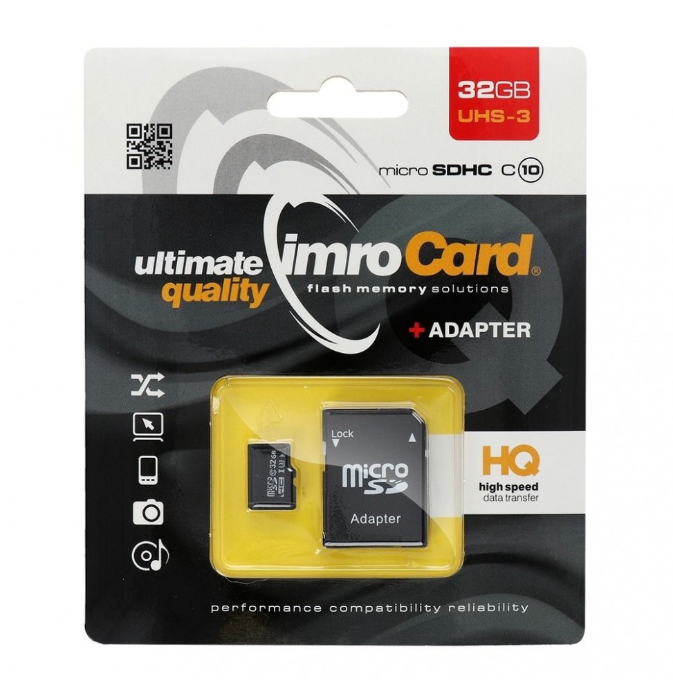 Imro Scheda di Memoria MicroSD 32GB 100MB/s Classe 10 UHS-3 con Adattatore SD