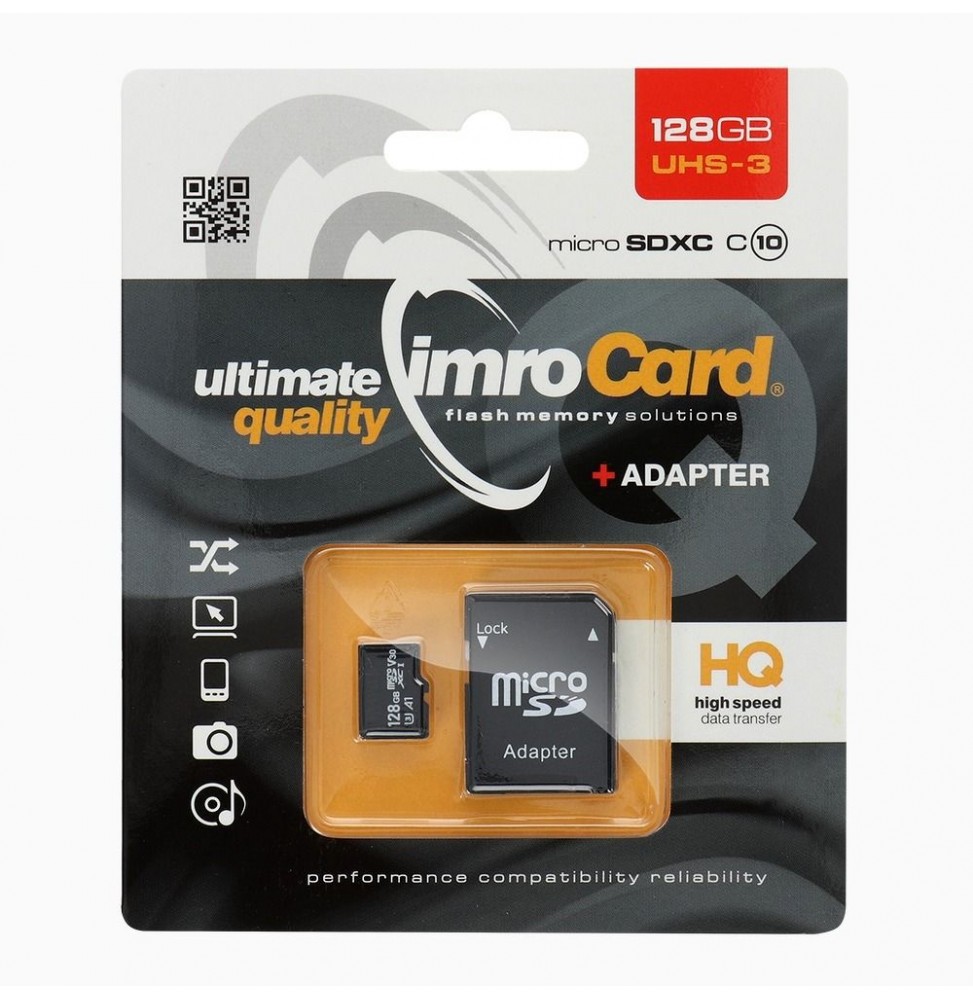 Imro Scheda di Memoria MicroSD 128GB 100MB/s Classe 10 UHS-3 4K Adattatore SD