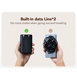 Veger C11 Powerbank 10000 mAh 22.5W PD QC3.0 Cavi USB-C Lightning Integrati Nero