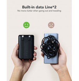 Veger C11 Powerbank 10000 mAh 22.5W PD QC3.0 Cavi USB-C Lightning Integrati Nero