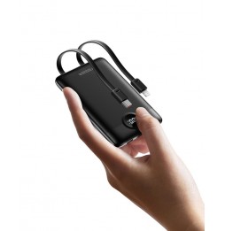 Veger C11 Powerbank 10000 mAh 22.5W PD QC3.0 Cavi USB-C Lightning Integrati Nero