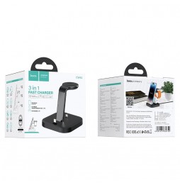 Hoco CW43 Caricabatterie 3 in 1 iPhone Apple Watch AirPods Ligtning Nero