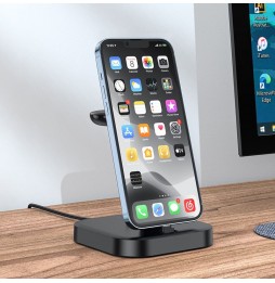 Hoco CW43 Caricabatterie 3 in 1 iPhone Apple Watch AirPods Ligtning Nero