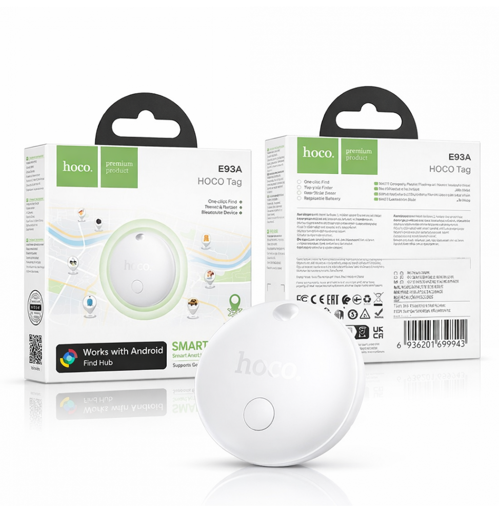 Hoco E93A Localizzatore Smart Compatibile Google Trova il mio dispositivo Bianco