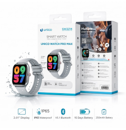 Unico SW2214 Smartwatch Pro Max Chiamate BT Silver 2.01" LED Cardio IP65