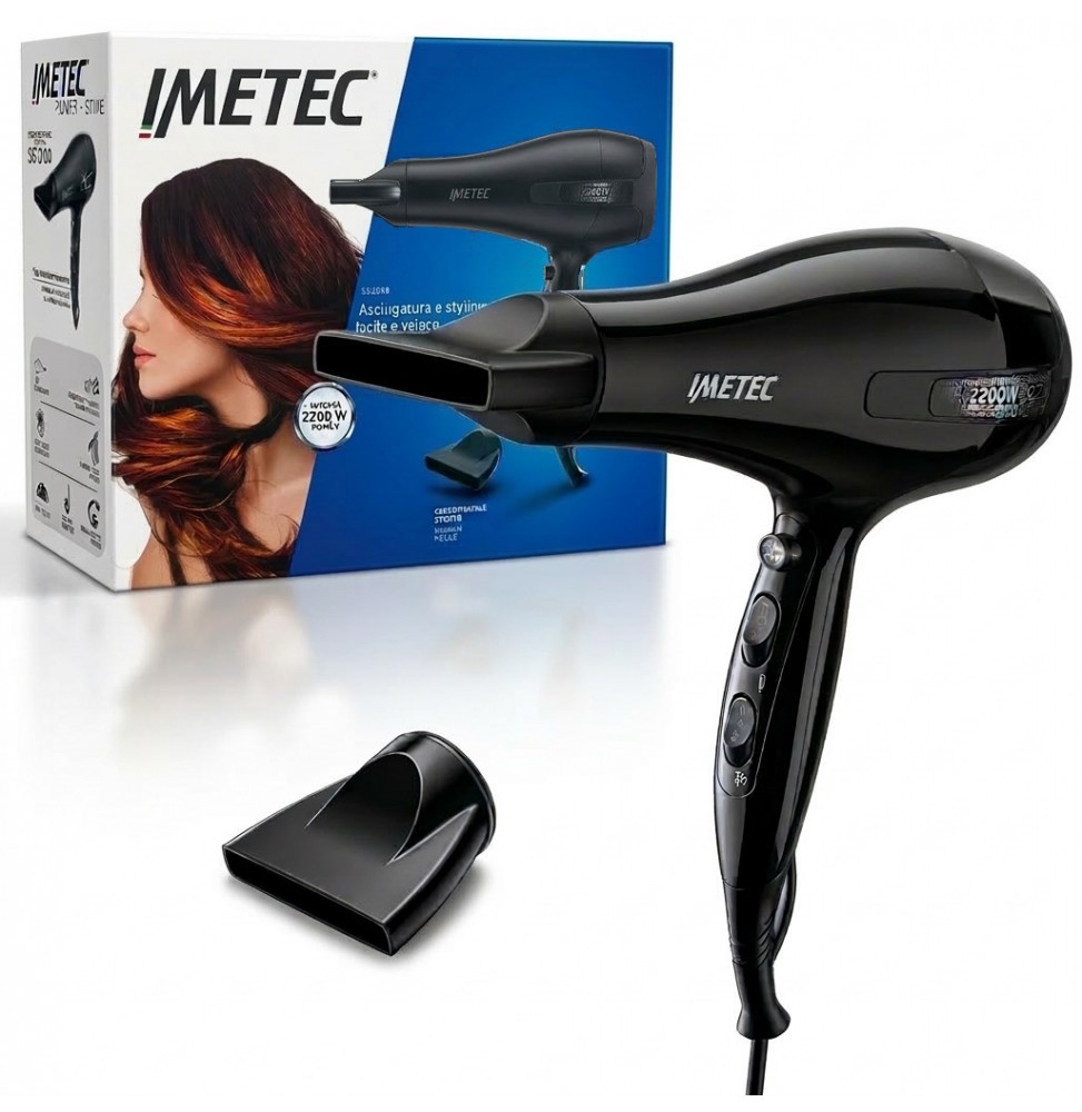 Imetec Asciugacapelli 2200 Watt 8 Comb Aria Temp Ioni Colpo Freddo Concentratore